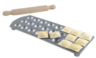 Eppicotispai 24-Hole Aluminum Square Ravioli Maker with Rolling Pin N4