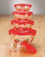 WalterDrake Red Apples Glass Bowls - Set of 5 N2