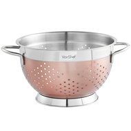 VonShef Premium 2pc Copper Stainless Steel 9.5 inch Colander and 10.2 inch Mixing Bowl Set N6