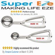 Best Cookie Dough Scoop by SuperEze -Top Stainless Steel Ice Cream Scoops -50mm Size 24 Dishers -1.5 Oz Medium... N5