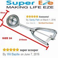 Best Cookie Dough Scoop by SuperEze -Top Stainless Steel Ice Cream Scoops -50mm Size 24 Dishers -1.5 Oz Medium... N6