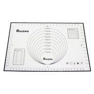 Silicone Pastry Mat With Measurements. 26&quot;x18&quot; Non-Slip Sheet Sticks To Countertop For Rolling Dough (1, BLACK)