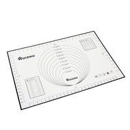 Silicone Pastry Mat With Measurements. 26&quot;x18&quot; Non-Slip Sheet Sticks To Countertop For Rolling Dough (1, BLACK) N2