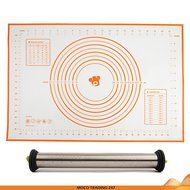 Premium Stainless Steel Rolling Pin &amp; Silicon Pastry Mat, 3 Adjustable Disc For Precise Thickness, French Style...
