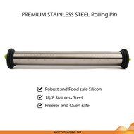 Premium Stainless Steel Rolling Pin &amp; Silicon Pastry Mat, 3 Adjustable Disc For Precise Thickness, French Style... N3