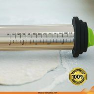 Premium Stainless Steel Rolling Pin &amp; Silicon Pastry Mat, 3 Adjustable Disc For Precise Thickness, French Style... N5