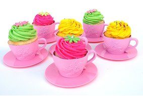 6 Pink Reusable Silicone Decorative Cupcake Liners for Baking Cupcakes, Muffins, Dessert Cups For Frozen Treats... N6