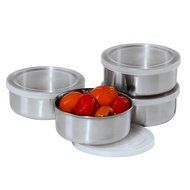 Oggi Prep Stainless Steel Prep Bowls with PP Lids 10-Oz Set of 4