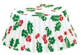 Fox Run Christmas Holly Mini Bake Cups, 75 Cups