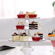 Decorative Clear Glass 3 Tier Cake Stand / Tabletop Pastry Serving Plate / Wedding Cupcake Platter N2