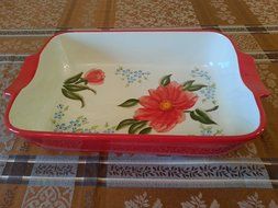 LG Stylish 14 3/4&quot;x 9 5/8&quot; Rectangular Lasagna Pan Baker Sunflower-Red)