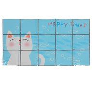 Water &amp; Wood Blue White Lovely Cat Fish Pattern Kitchen Sheet Wall Window Sticker 75cm x 45cm