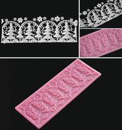 FOUR-C Embossing Lace Mat Christmas Tree Cake Design Mold Color Pink N2