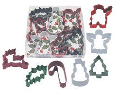 R &amp; M Christmas Holly 7-Piece Color Cookie Cutter Set