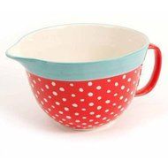 The Pioneer Woman Flea Market 2.83-Quart Batter Bowl with Decal, Red Polkadot N4
