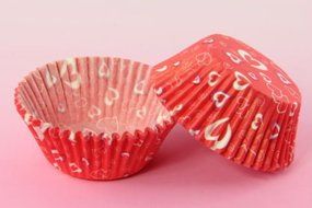 Disposable Baking Cups Mini Cupcake Liners Baking Cups Red Hearts Standard Size 2'' Valentine's Day 1sets of 150... N2