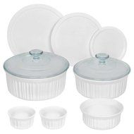 CorningWare French White Pop-Ins 8-Piece Round Bake and Serve Set N8