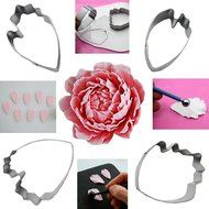 SOOKOO Set of 4 Stainless Steel Peony Flower Cutter Decor Fondant Cutter Mold Set Cupcake Decorating Tools N6