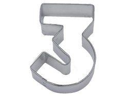 1 X Number Three Tin Cookie Cutter 3" B1463x