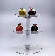 Adorox Clear Acrylic 3-Tier Cupcake Stand Wedding Cake Pastry Tower Holder Decoration (12"W x 15"H) N3