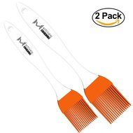 mKitchen Orange Silicone Basting Pastry Oil Brush Set of 2 - 2 Recipe eBooks - Good for Grilling Marinating Turkey...