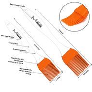 mKitchen Orange Silicone Basting Pastry Oil Brush Set of 2 - 2 Recipe eBooks - Good for Grilling Marinating Turkey... N2