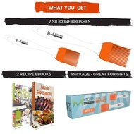 mKitchen Orange Silicone Basting Pastry Oil Brush Set of 2 - 2 Recipe eBooks - Good for Grilling Marinating Turkey... N3
