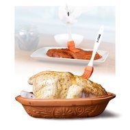 mKitchen Orange Silicone Basting Pastry Oil Brush Set of 2 - 2 Recipe eBooks - Good for Grilling Marinating Turkey... N4