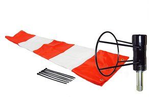 Airport Windsock Corporation 8" X 36" Orange and White Windsock with 8" Ball Bearing Frame USA Made