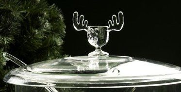 Christmas Moose Mug Punch Bowl Set with Cover and Ladel N2