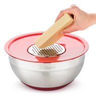 Cheffy Stainless Steel Mixing Bowls with Lids and Grater Attachments, Set of 5 N5