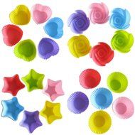 KAIL 24 Pcs Reusable Silicone Baking Cups -Cupcake Liners -Muffin Cups [6 Heart-Shaped , &amp; 6 Round Cups , &amp; 6...