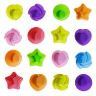 KAIL 24 Pcs Reusable Silicone Baking Cups -Cupcake Liners -Muffin Cups [6 Heart-Shaped , &amp; 6 Round Cups , &amp; 6... N2