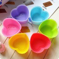 KAIL 24 Pcs Reusable Silicone Baking Cups -Cupcake Liners -Muffin Cups [6 Heart-Shaped , &amp; 6 Round Cups , &amp; 6... N3