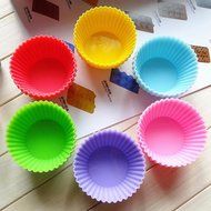 KAIL 24 Pcs Reusable Silicone Baking Cups -Cupcake Liners -Muffin Cups [6 Heart-Shaped , &amp; 6 Round Cups , &amp; 6... N5