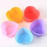 KAIL 24 Pcs Reusable Silicone Baking Cups -Cupcake Liners -Muffin Cups [6 Heart-Shaped , &amp; 6 Round Cups , &amp; 6... N28