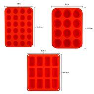 Zenware Circular and Rectangular Non Stick Silicone Baking Mold Tray 3-in-1 Set for Cupcakes, Muffins and Brownies N2