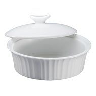 French White 24-oz. Round Baker with Ceramic Lid