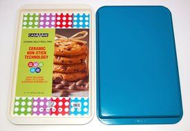 CasaWare Ceramic Coated NonStick Cookie/Jelly Roll Pan 11"x17", Cream/Blue