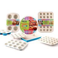 CasaWare Ceramic Coated NonStick Cookie/Jelly Roll Pan 11"x17", Cream/Blue N3