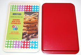 CasaWare Ceramic Coated NonStick Cookie/Jelly Roll Pan 11"x17", Cream/Blue N5