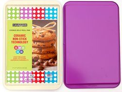 CasaWare Ceramic Coated NonStick Cookie/Jelly Roll Pan 11"x17", Cream/Blue N6