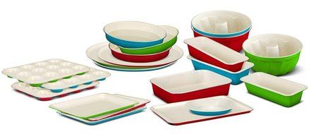 CasaWare Ceramic Coated NonStick Cookie/Jelly Roll Pan 11"x17", Cream/Blue N7