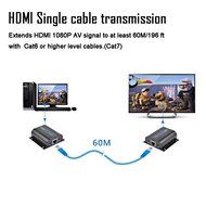 AGPtek 60m HDMI Network Extender Over Single Cable with IR ,Cat5e/6 Ethernet Cable 3D&amp;1080P Supported Compatible... N6