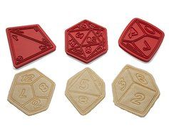 ThinkGeek Critical Hit Cookie Cutters - Set of 6 Polyhedral Dice (d4, d6, d8, d10, d12, d20) Cookie Cutters