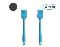 Silicone Basting Brush - 2 Pack Mini Blue Silicone Coated Pastry Brush - High Temperature Resistant Brush. Perfect...