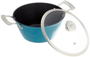 Mario Batali 826814 Light Enameled Cast Iron Round Casserole by Dansk, 3-Quart, Turquoise N3
