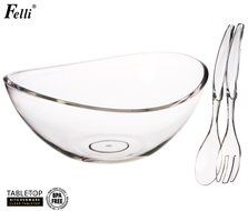 Felli- Crystal clear acrylic serving bowl set. 12.5&quot; Mixing salad bowl and Servers. (U432719)