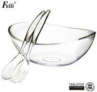 Felli- Crystal clear acrylic serving bowl set. 12.5&quot; Mixing salad bowl and Servers. (U432719) N2