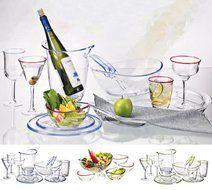 Felli- Crystal clear acrylic serving bowl set. 12.5&quot; Mixing salad bowl and Servers. (U432719) N7